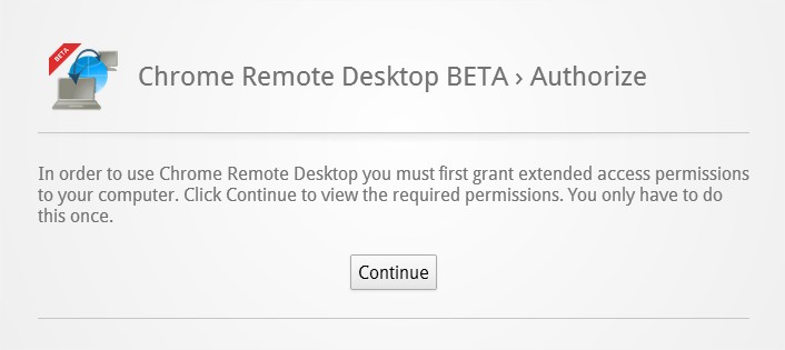 chrome remote desktop grant extended access